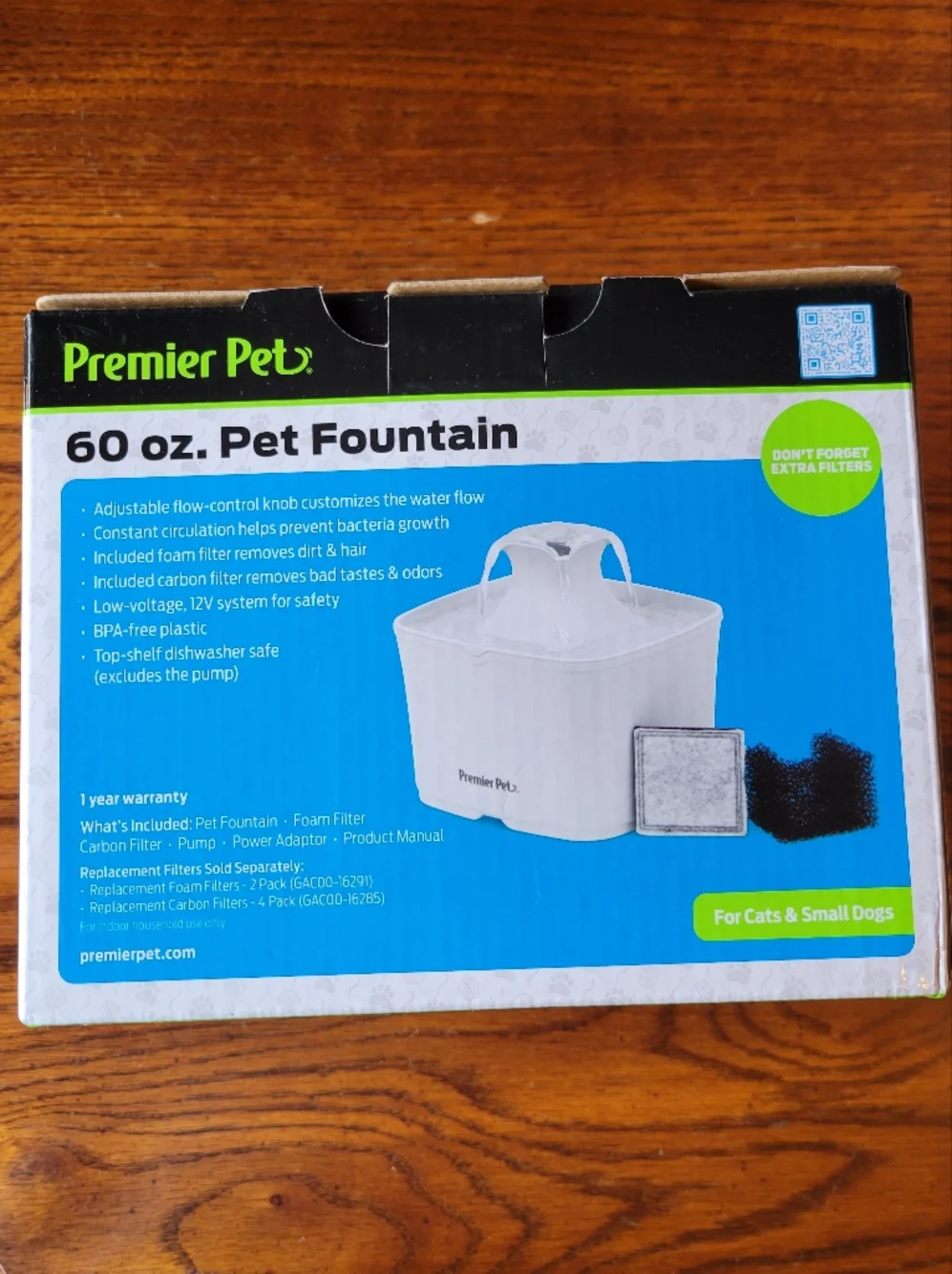 Premier Pet 60 oz. Pet Fountain, White